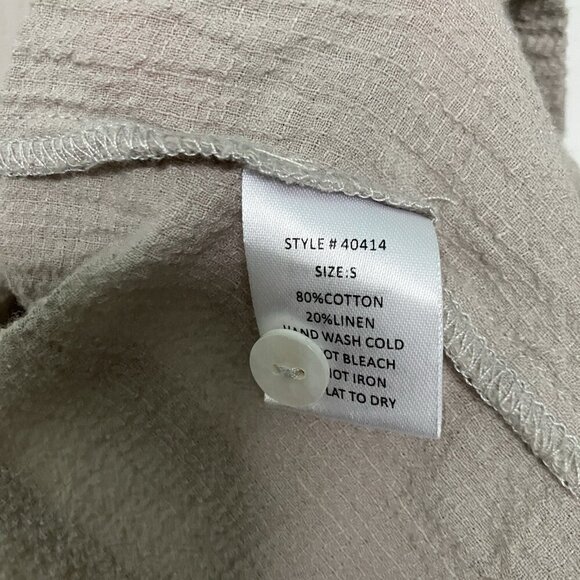 Grade & Gather Shirt Womens S Linen Blend Cringle Cotton Gauze Taupe - Picture 3 of 6